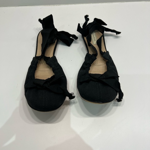 Vintage Black Nina Ricci Ribbon Lace Up Flats - Picture 1 of 6